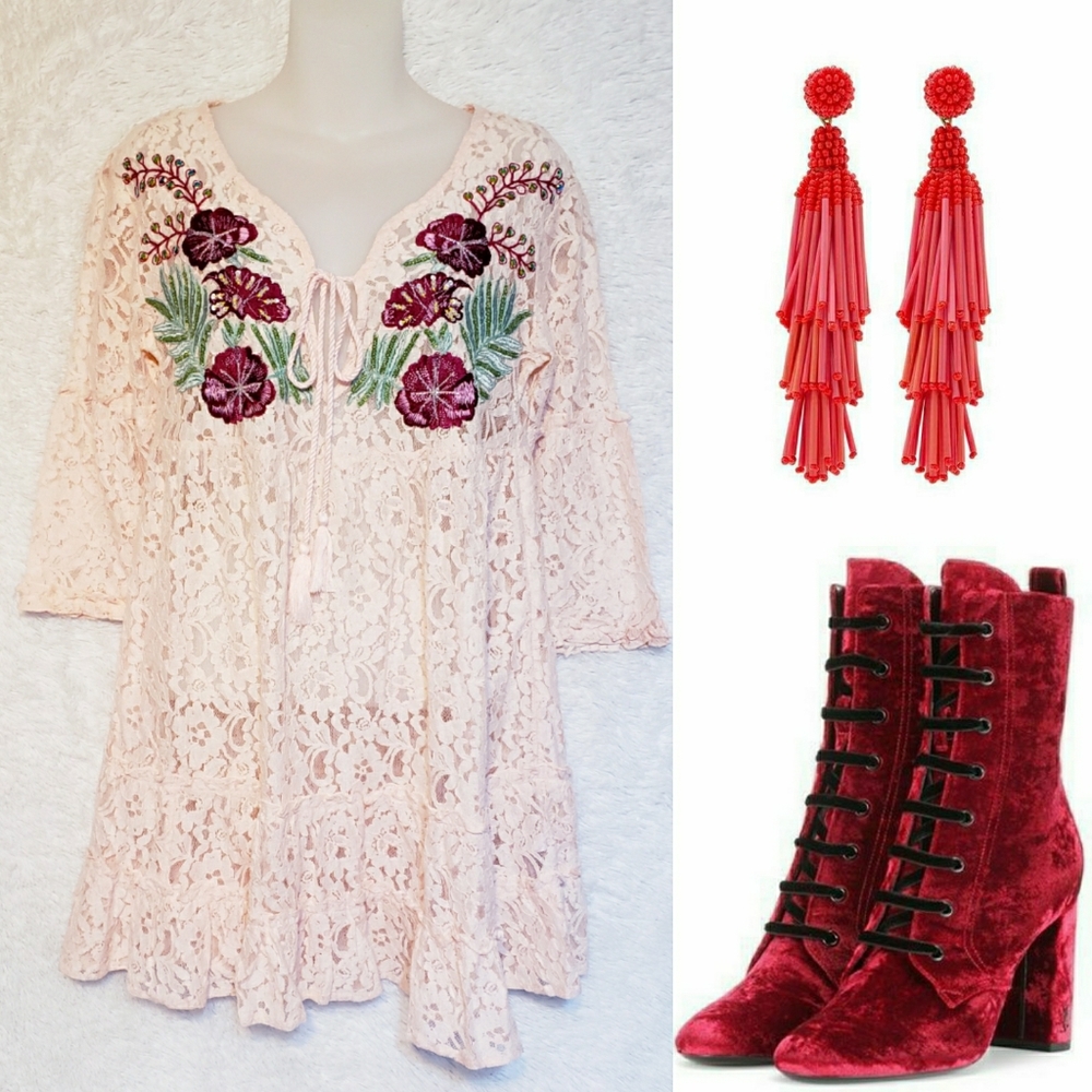 Guess Bell Sleeve Floral Lace Mini Dress - Picture 10 of 10